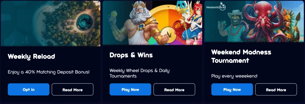 Herlaadbonus en wekelijkse aanbiedingen Spinsino Casino